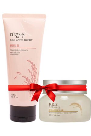 The Face Shop Rice Water Bright Cleanser & Rice Ceramide Moisture Cream Combo
